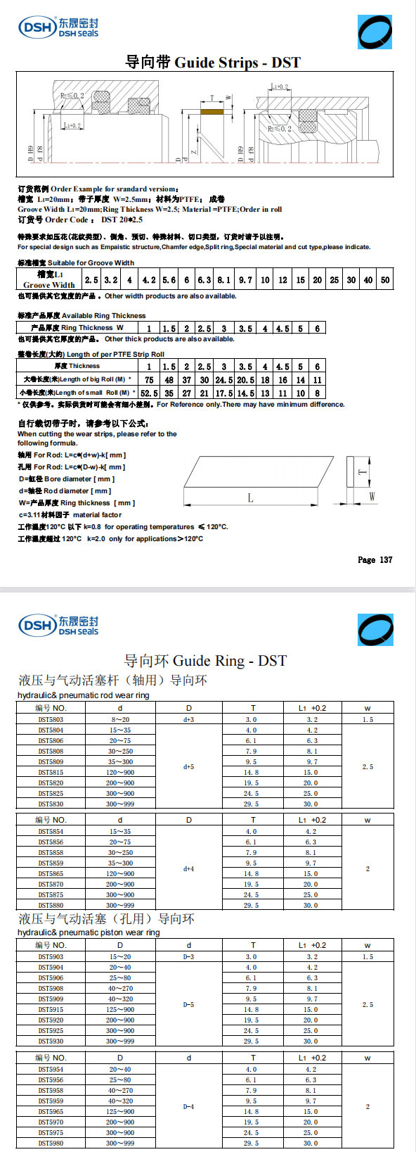 新版導(dǎo)向帶規(guī)格尺寸表